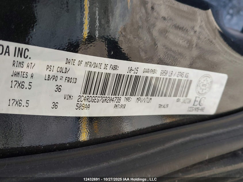 2C4RDGEG7GR204739 2016 DODGE CARAVAN photo no. 9