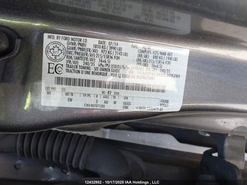 1FADP3F2XEL358290 2014 FORD FOCUS photo no. 19