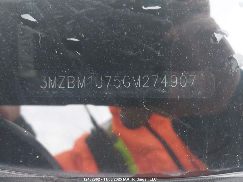 2016 Mazda 3 Sport VIN: 3MZBM1U75GM274907 Lot: 12432962