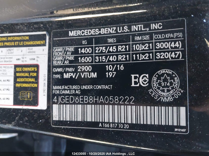 4JGED6EB8HA058222 2017 MERCEDES-BENZ GLE COUPE photo no. 9