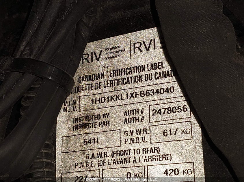 2015 Harley-Davidson Flhtkl Ultra Limited Low VIN: 1HD1KKL1XFB634040 Lot: 12433097