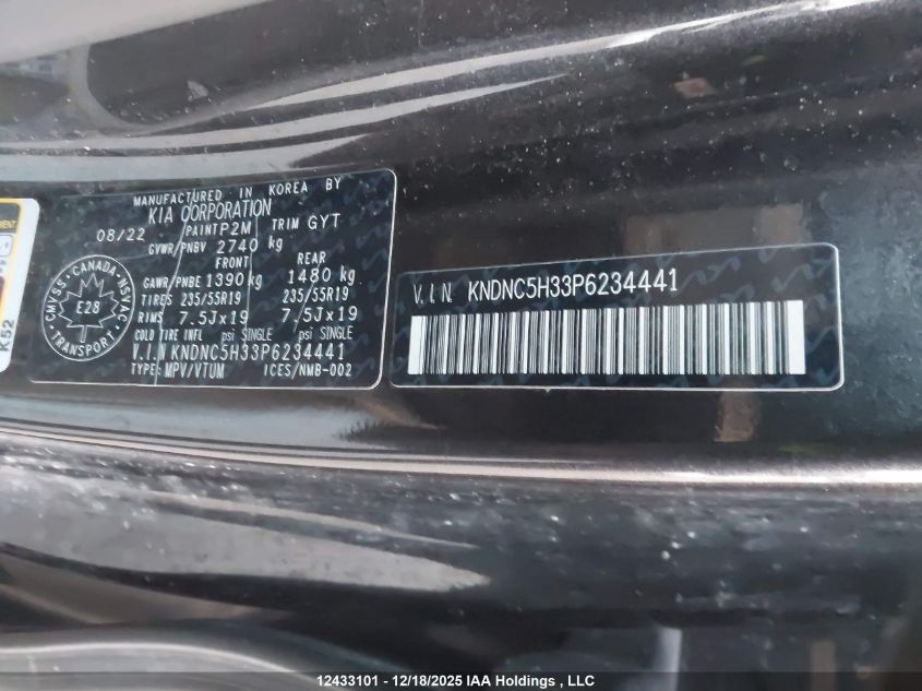 2023 Kia Carnival Ex VIN: KNDNC5H33P6234441 Lot: 12433101