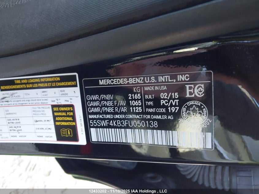 55SWF4KB3FU050138 2015 MERCEDES-BENZ C-KLASSE photo no. 19