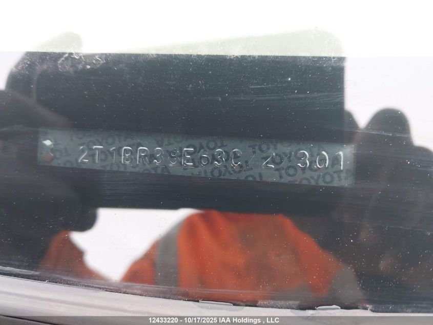 2003 Toyota Corolla Ce/Le/S VIN: 2T1BR38E63C727301 Lot: 12433220