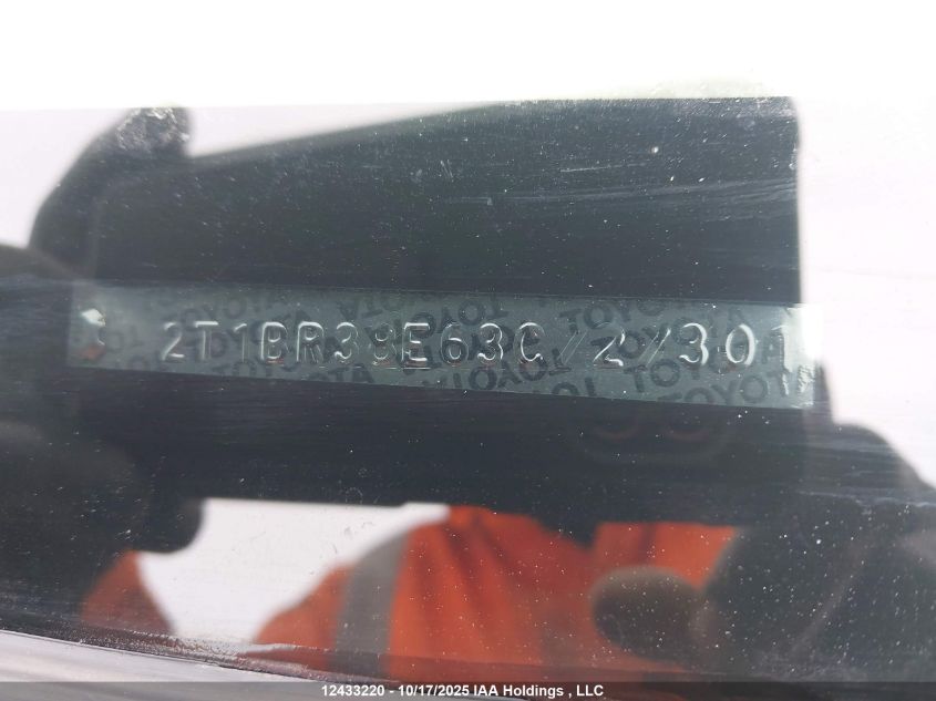 2003 Toyota Corolla Ce/Le/S VIN: 2T1BR38E63C727301 Lot: 12433220