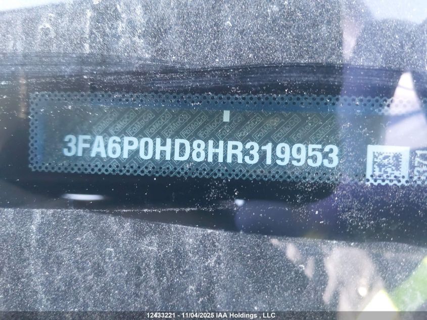 2017 Ford Fusion Se VIN: 3FA6P0HD8HR319953 Lot: 12433221