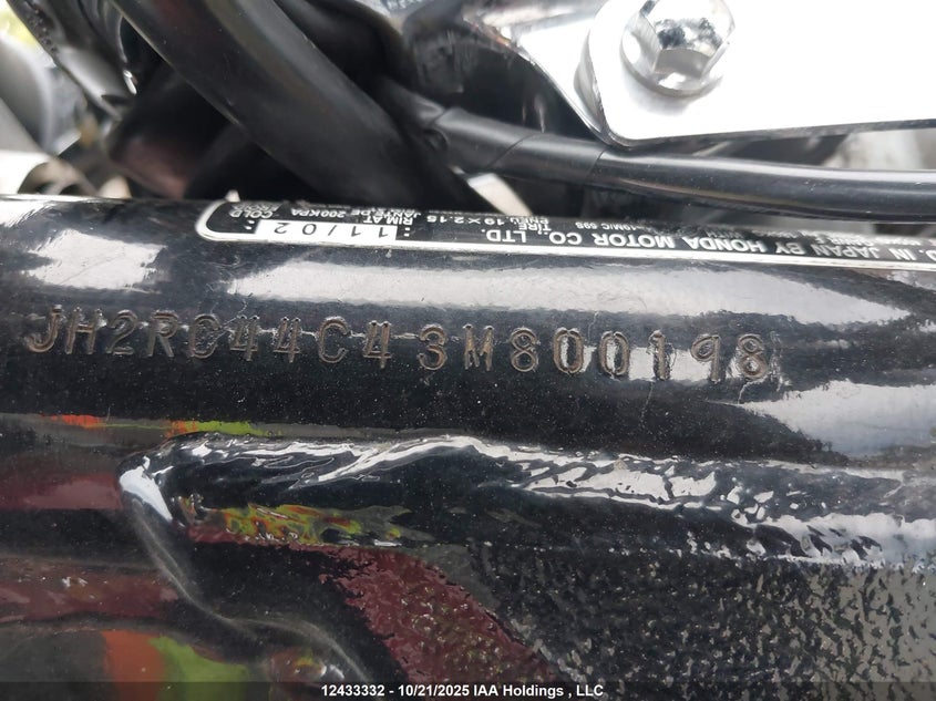 2003 Honda Vt750 S VIN: JH2RC44C43M800198 Lot: 12433332