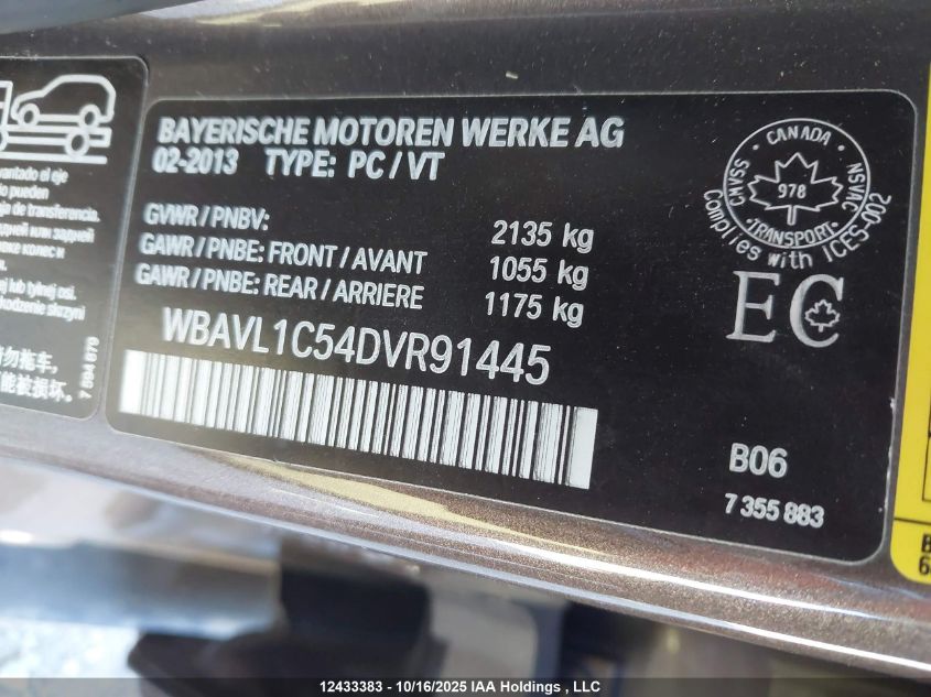 2013 BMW X1 xDrive28I VIN: WBAVL1C54DVR91445 Lot: 12433383