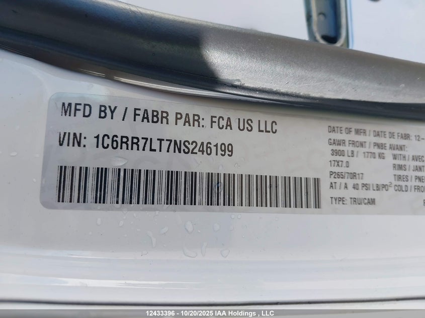 1C6RR7LT7NS246199 2022 RAM 1500 photo no. 9