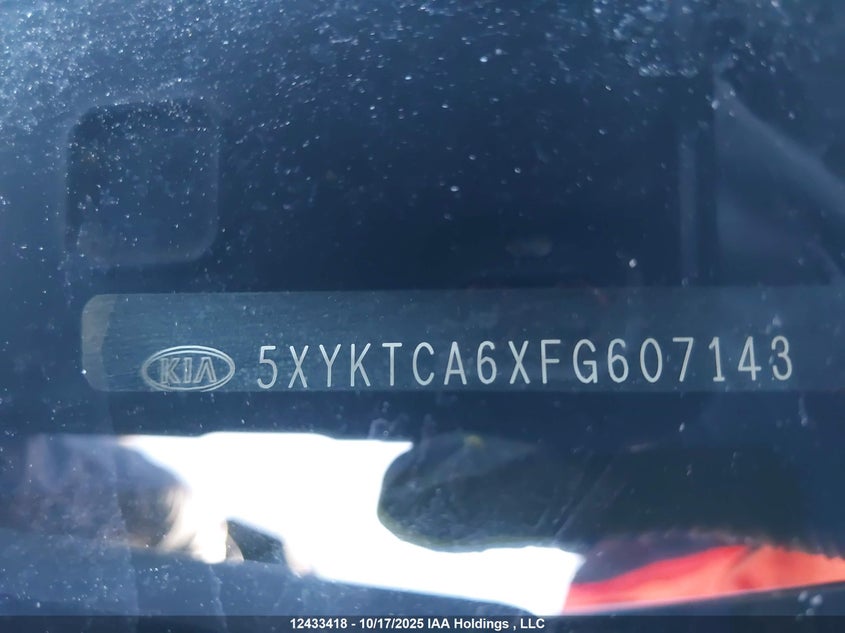 2015 Kia Sorento Lx VIN: 5XYKTCA6XFG607143 Lot: 12433418