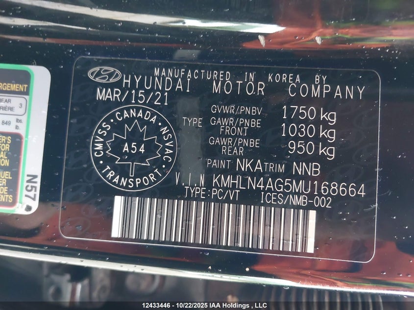 KMHLN4AG5MU168664 2021 HYUNDAI ELANTRA photo no. 9