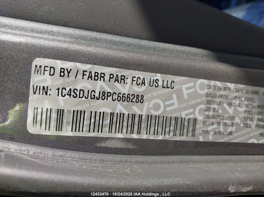 2023 Dodge Durango Srt 392 Premium VIN: 1C4SDJGJ8PC666288 Lot: 12433470