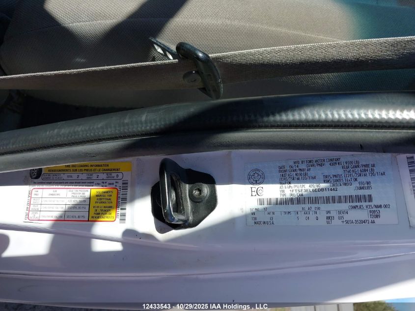 2014 Ford Econoline E350 Super Duty Van VIN: 1FTSE3EL6EDB11442 Lot: 12433543