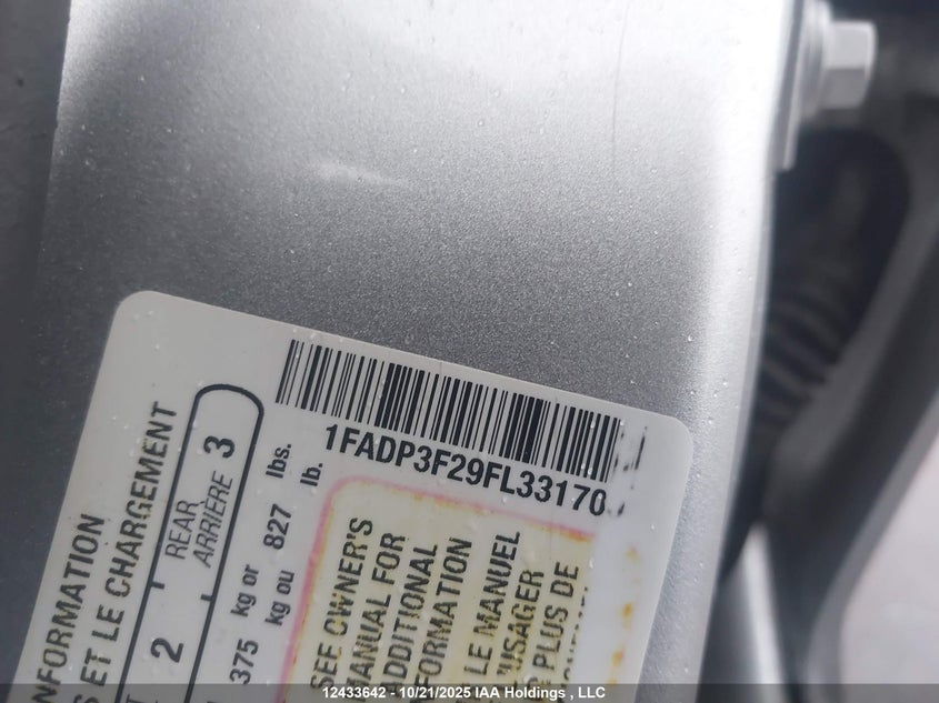 1FADP3F29FL331700 2015 FORD FOCUS photo no. 9
