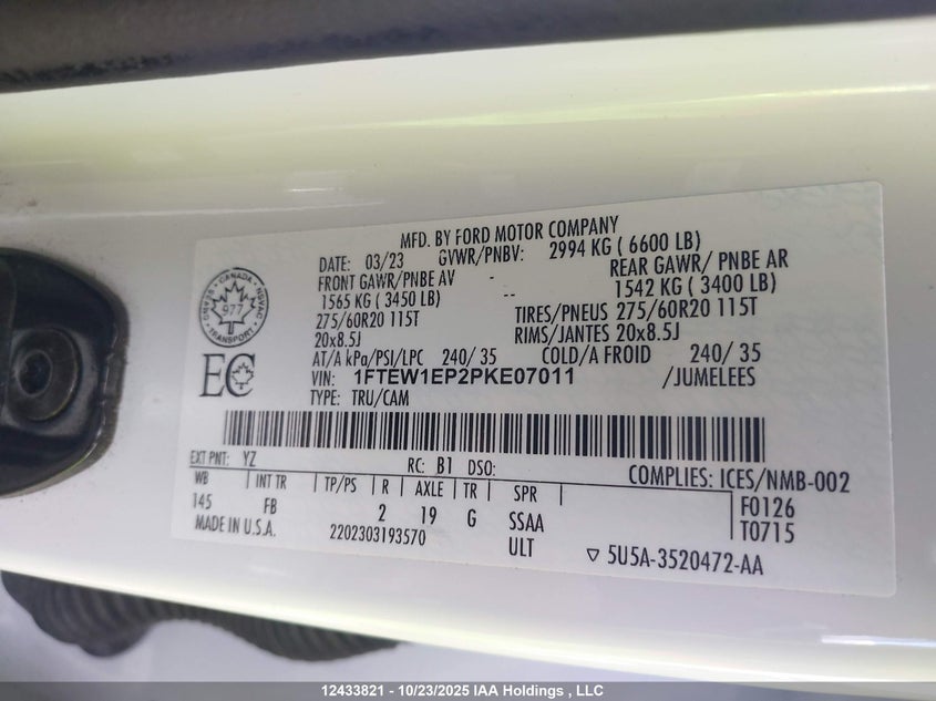 1FTEW1EP2PKE07011 2023 FORD F-150 photo no. 9