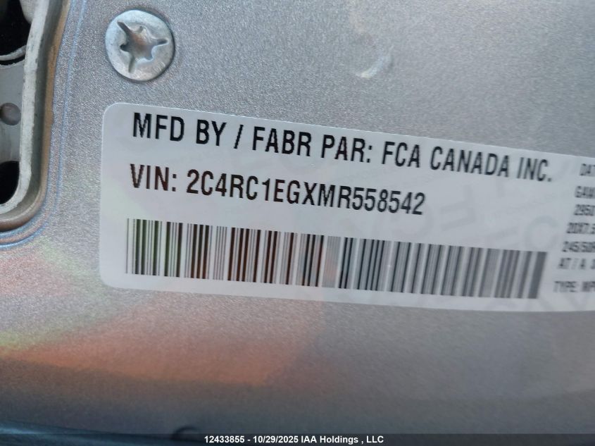 2021 Chrysler Pacifica Touring L Plus VIN: 2C4RC1EGXMR558542 Lot: 12433855