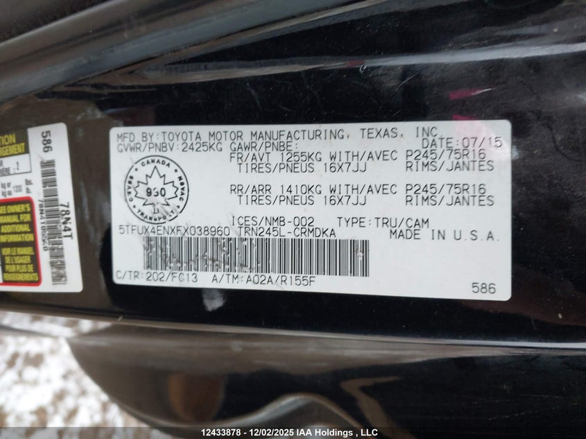 5TFUX4ENXFX038960 2015 TOYOTA TACOMA photo no. 18