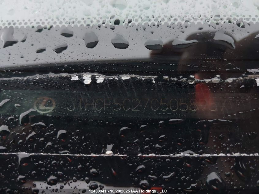 2012 Lexus Is 250 VIN: JTHCF5C27C5058957 Lot: 12433941