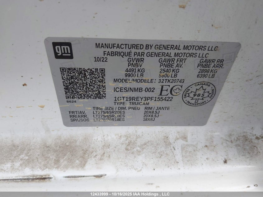 1GT19REY3PF155422 2023 GMC SIERRA photo no. 9