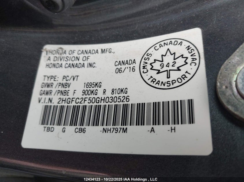 2HGFC2F50GH030526 2016 HONDA CIVIC photo no. 9