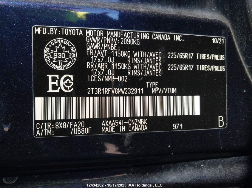 2T3R1RFV8MW232911 2021 TOYOTA RAV 4 photo no. 19
