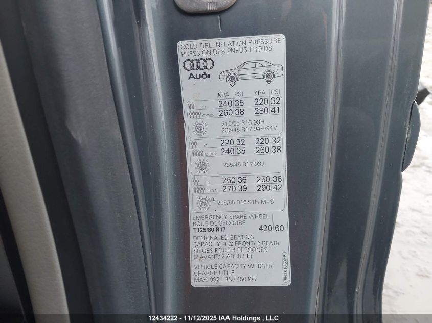 2006 Audi A4 Quattro VIN: WAUDT48H76K011548 Lot: 12434222