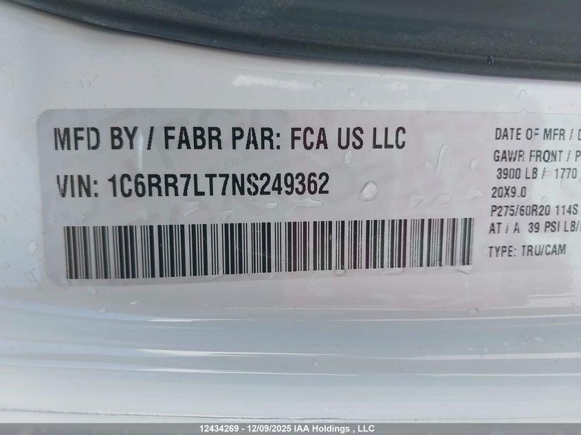 1C6RR7LT7NS249362 2022 RAM 1500 photo no. 9