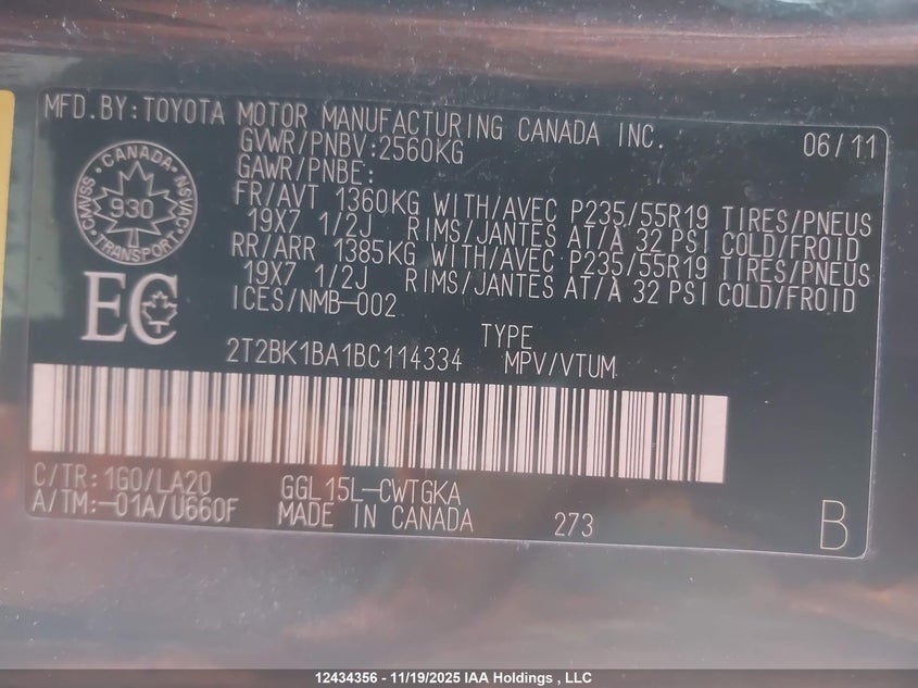 2T2BK1BA1BC114334 2011 LEXUS RX photo no. 9