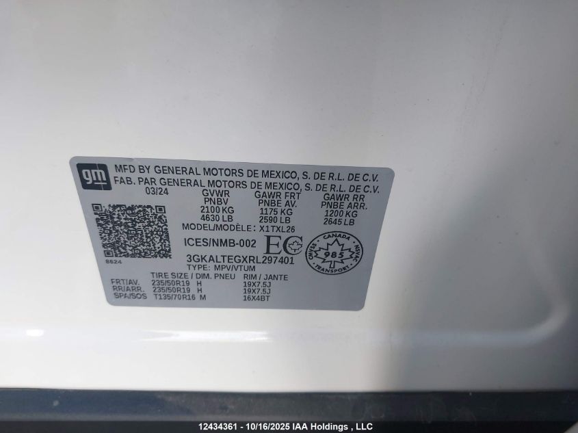 2024 GMC Terrain Sle VIN: 3GKALTEGXRL297401 Lot: 12434361