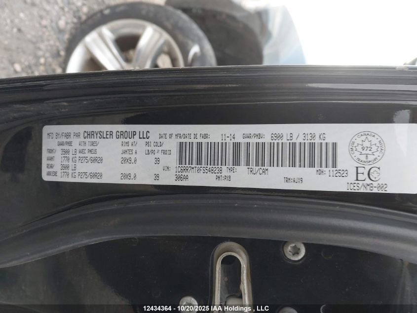 2015 Ram 1500 Sport VIN: 1C6RR7MT0FS548238 Lot: 12434364