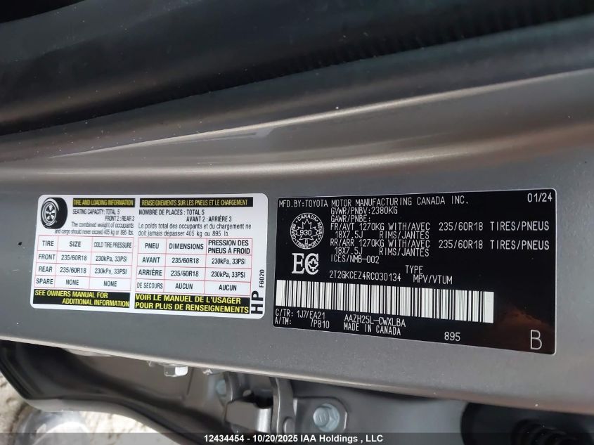 2024 Lexus Nx 350H 350H VIN: 2T2GKCEZ4RC030134 Lot: 12434454