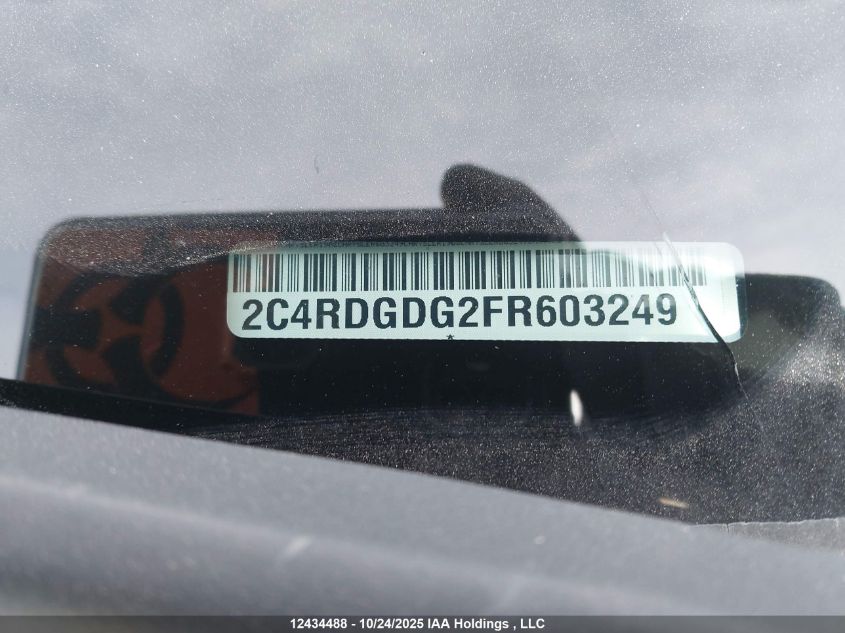 2015 Dodge Grand Caravan Crew VIN: 2C4RDGDG2FR603249 Lot: 12434488