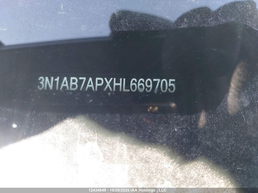 2017 Nissan Sentra S/Sv/Sr/Sl VIN: 3N1AB7APXHL669705 Lot: 12434549