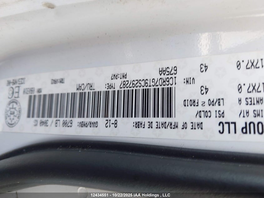 2012 Dodge Ram 1500 VIN: 1C6RD7GT9CS297287 Lot: 12434551