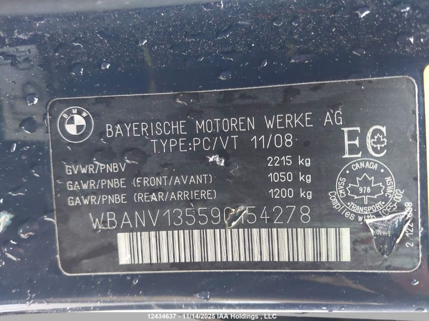2009 BMW 528I xDrive VIN: WBANV13559C154278 Lot: 12434637