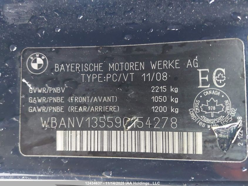 2009 BMW 528I xDrive VIN: WBANV13559C154278 Lot: 12434637