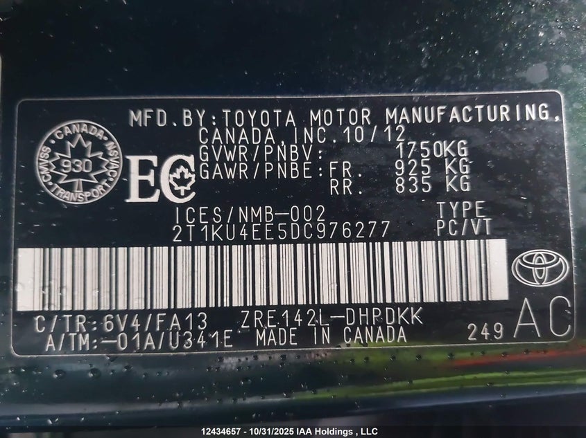 2T1KU4EE5DC976277 2013 TOYOTA MATRIX photo no. 19