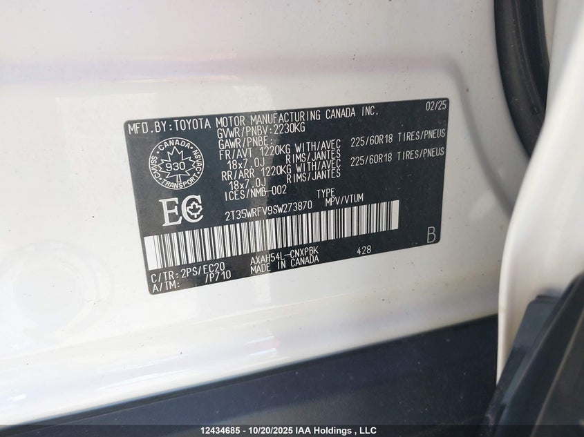 2T35WRFV9SW273870 2025 TOYOTA RAV 4 photo no. 9