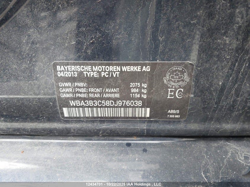 WBA3B3C58DJ976038 2013 BMW 3ER photo no. 9