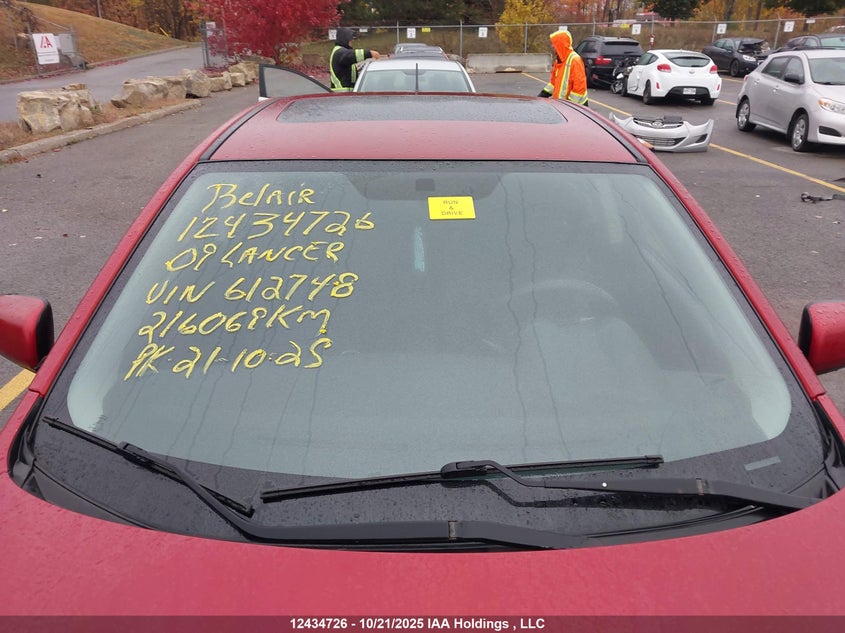 2009 Mitsubishi Lancer VIN: JA3AU26U99U612748 Lot: 12434726