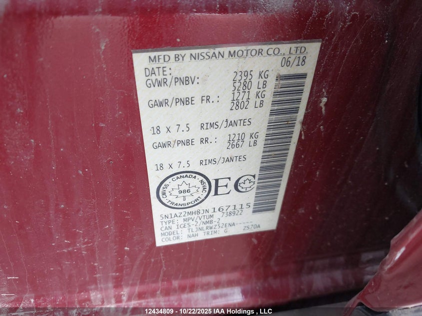5N1AZ2MH8JN167115 2018 NISSAN MURANO photo no. 17