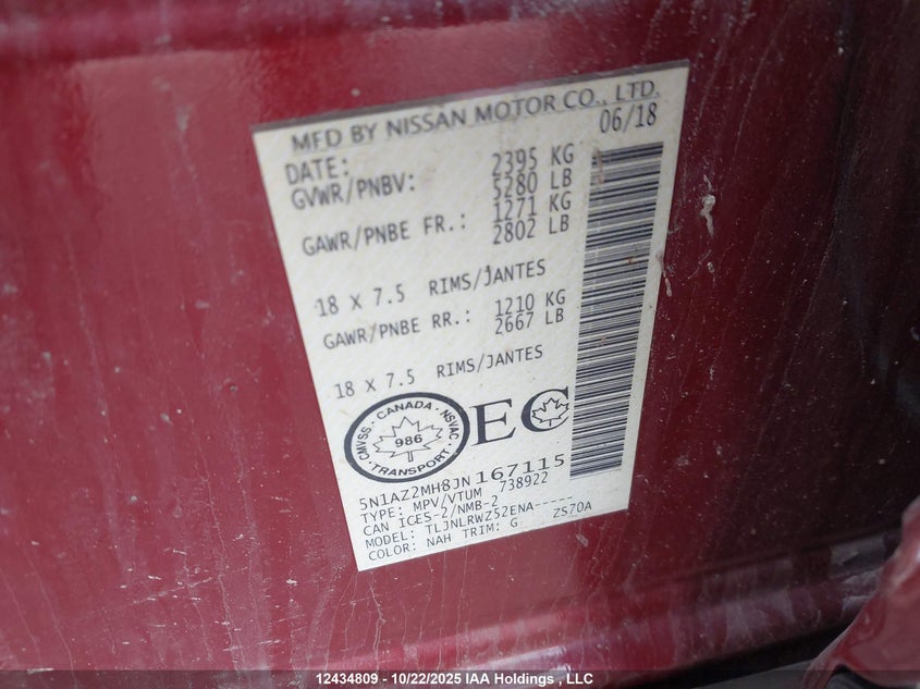 5N1AZ2MH8JN167115 2018 NISSAN MURANO photo no. 9