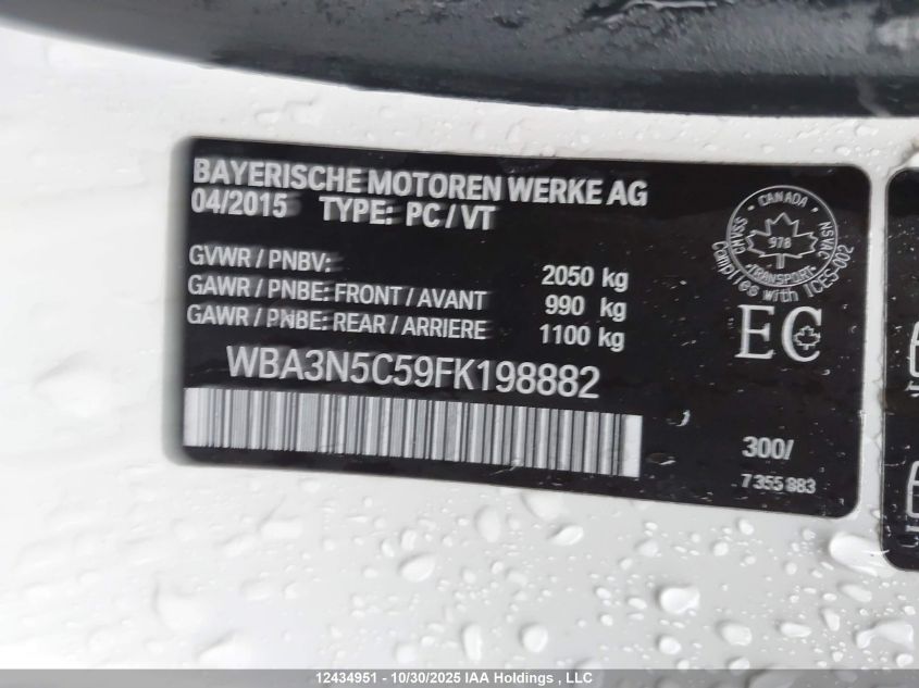 2015 BMW 428I xDrive VIN: WBA3N5C59FK198882 Lot: 12434951
