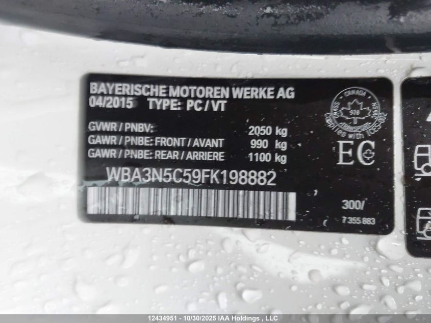 2015 BMW 428I xDrive VIN: WBA3N5C59FK198882 Lot: 12434951