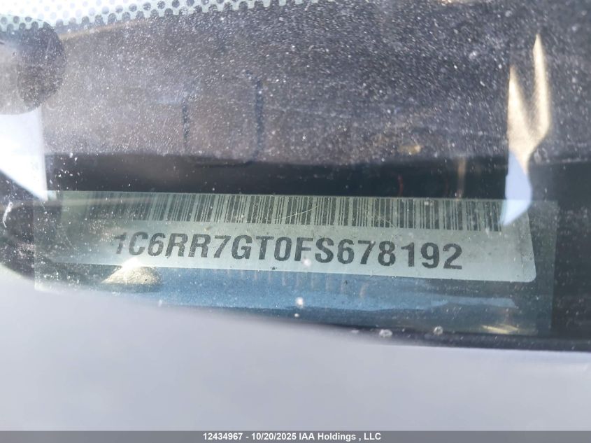 2015 Ram 1500 Slt VIN: 1C6RR7GT0FS678192 Lot: 12434967