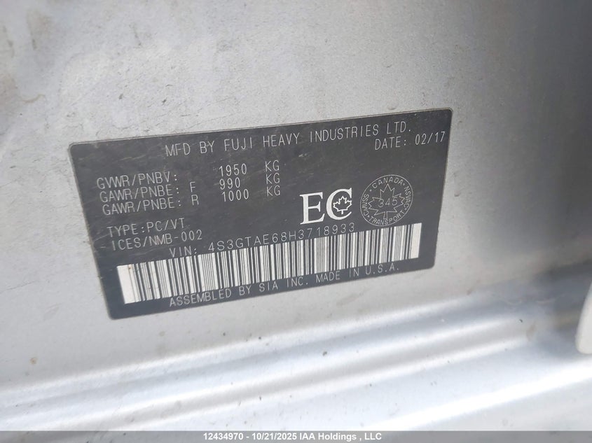 4S3GTAE68H3718933 2017 SUBARU IMPREZA photo no. 9