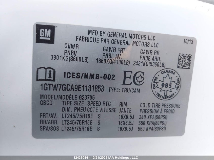 1GTW7GCA9E1131853 2014 GMC SAVANA photo no. 9