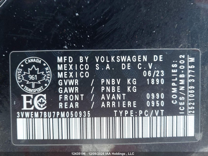3VWEM7BU7PM050935 2023 VOLKSWAGEN JETTA photo no. 9