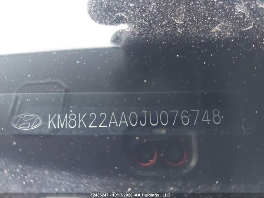 2018 Hyundai Kona Sel VIN: KM8K22AA0JU076748 Lot: 12435247