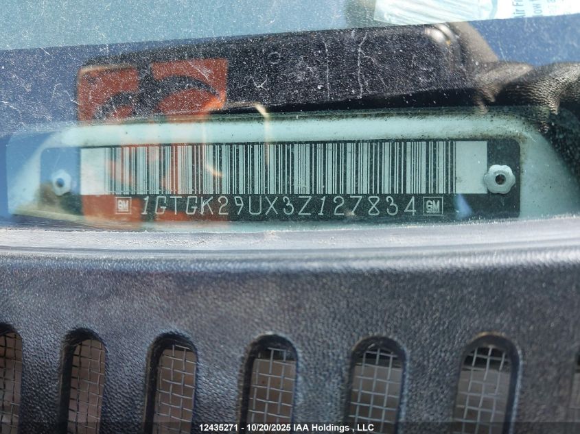 2003 GMC Sierra 2500 Sl/Sle/Slt VIN: 1GTGK29UX3Z127834 Lot: 12435271